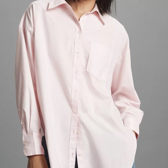 NWT Anthropologie Maeve Bennett Button Down Shirt Light Pink - Picture 1 of 4